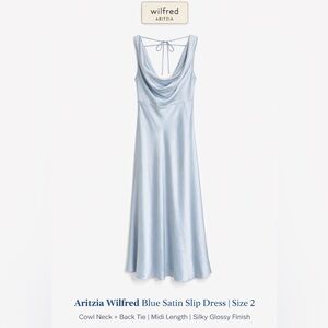 ✨ Aritzia Wilfred Blue Satin Slip Dress | Size 2